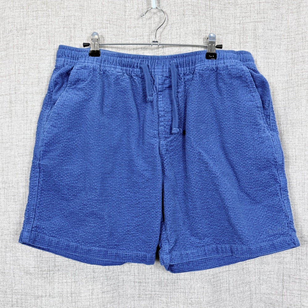 Katin Mens Blue 100% Cotton Shorts Sz L Coastal Surf Style Beachy 6" Inseam